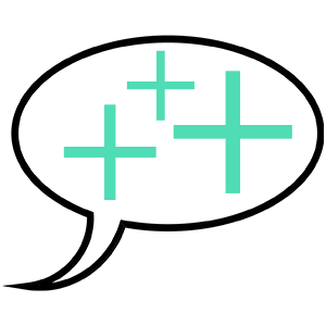 Icon Sprechblase mit drei Pluszeichen